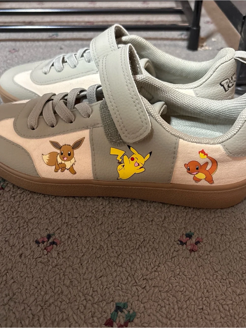H&M Light Gray and Cream Kids Pokémon Sneakers (Pikachu, Eevee, Charmander)